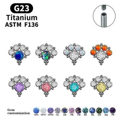 Labret Stud Tragus Earring Set 16g Opal CZ Crystal Solid G23 Titanium Helix Monroe Piercing Jewelry