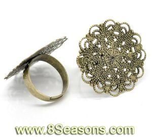 Antique Bronze Adjustable Flower Rings 18.3mm Us 8 (B16272)
