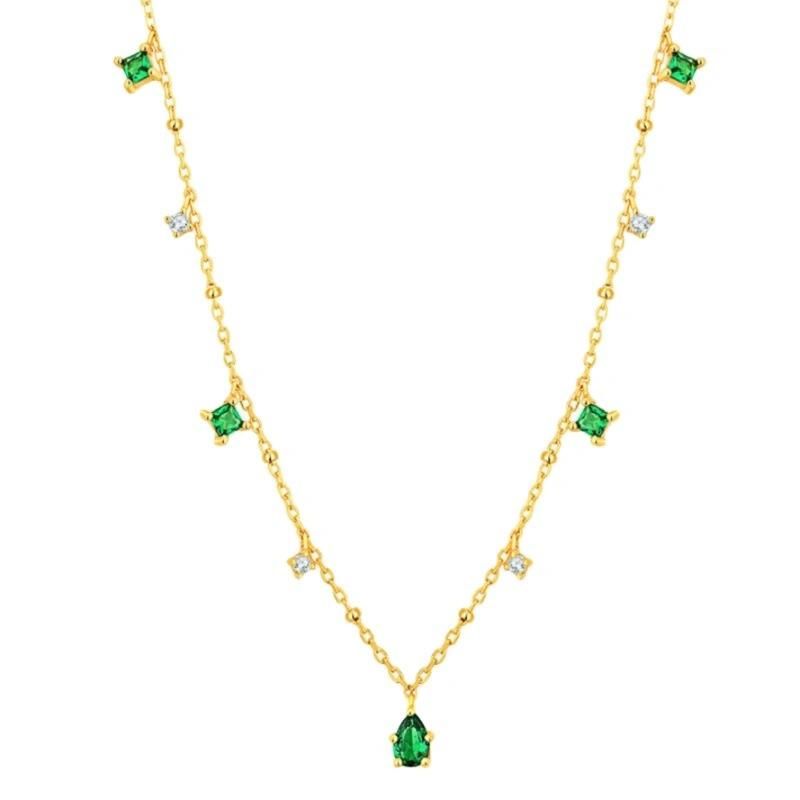 Ladies Necklace Exquisite Green Zircon Clavicle Chain Necklace Jewelry Gift