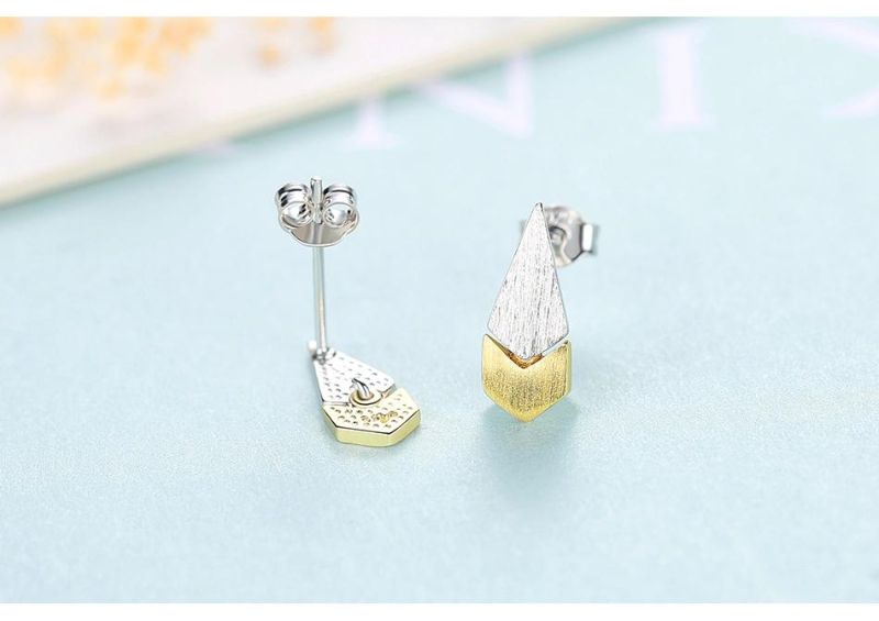 Geometric Splicing Rhombus and Arrow Earrings Stud