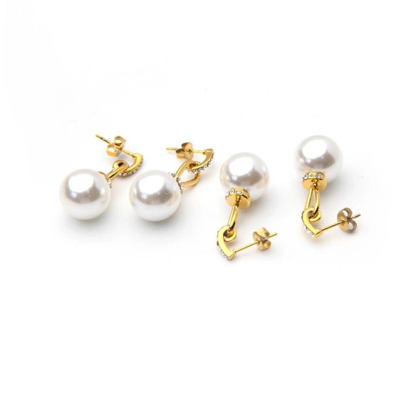 New Style Women Pearl Drop Copper Earring with Cubic Zicron