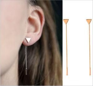 New Simple Punk Triangular Heart Geometric Metal Chain Tassels Earrings