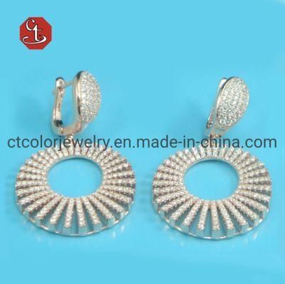 Vintage Big Full Cubic Zirconia Hollow Circle Drop Earrings For Women Statement Earrings Retro Jewelry