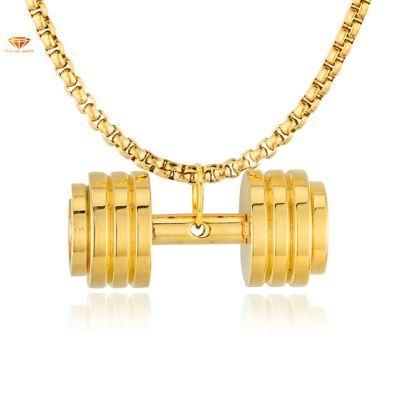 Fashionable Personality Stainless Steel Necklace Dumbbell Barbell Pendant Fitness and Bodybuilding Pendant Hop535