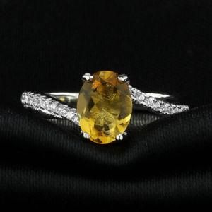 Fashion Oval Cut 925 Sterling Silver Citrine Anniversary Ring