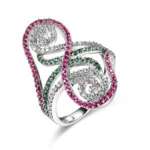Top Selling Jewelry Factory Wholesale Colorful CZ Party Lady Ring