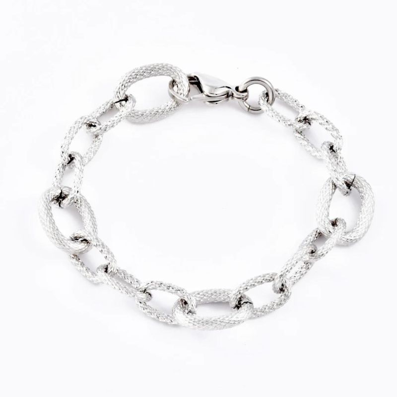Jewellery Manufacturer Hip Hop Stainless Steel Titanium Steel Bold Link Chain Silver Bracelet Jewelry for Boy Men′s