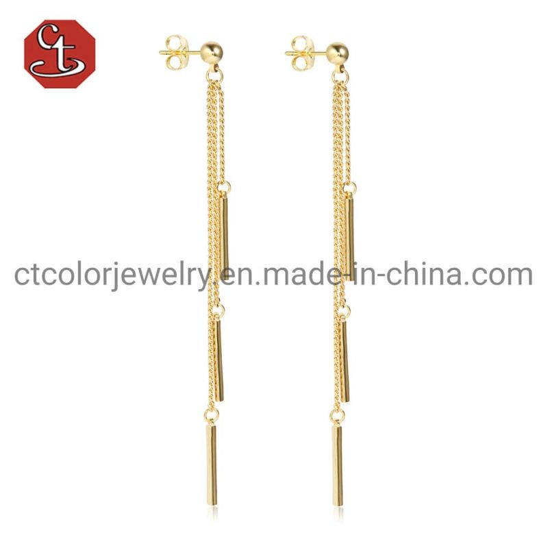 High Quality Silver Jewellery Women Long Tassels Fashion Stud Earrings Jewelry