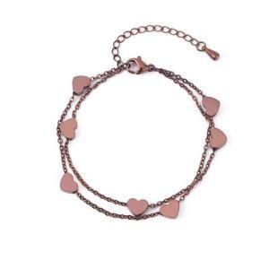 Fashion Design &#160; Adjustable Double Chain Heaert Pendant Stainless Steel Women Bracelet
