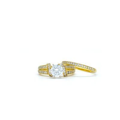 Gold Jewelry 925 Silver Gold Plated Round Solitaire Ring Engagement Ring
