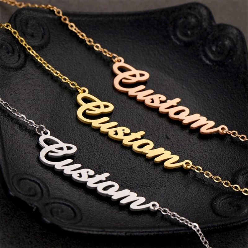 Customized Stainless Steel Name Necklace Personalized Necklace Pendant Nameplate Gift