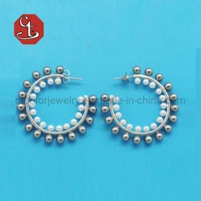 Fashion Shell Gray Pearls Stud Earrings Trendy C Shaped Aesthetic Personality Shell Pearl Earring
