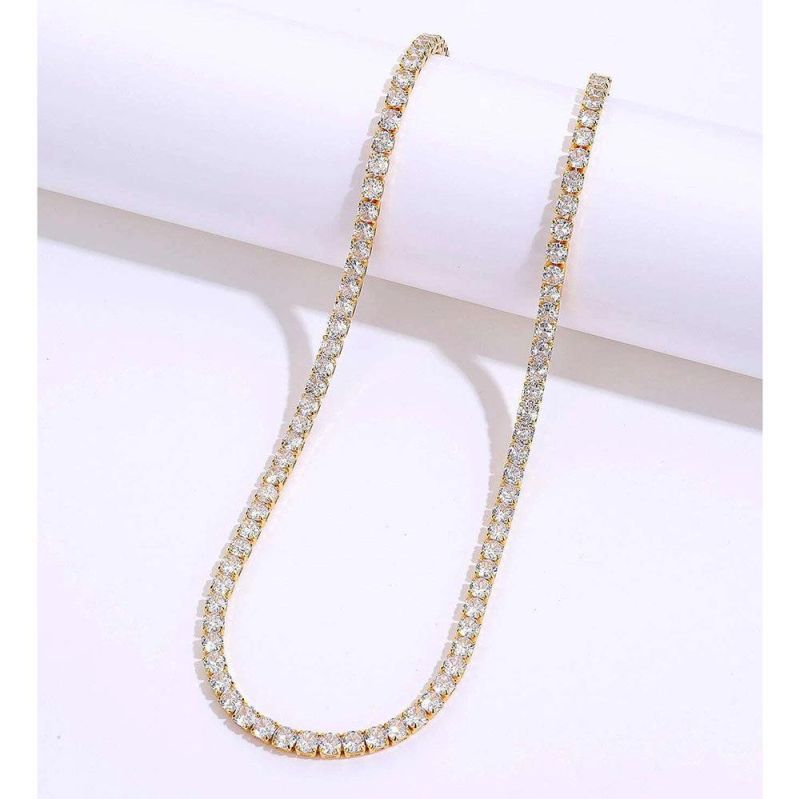 Factory Wholesale Fashion Jewelry Light Luxury Popular Stainless Steel Luxury Square Diamond Zircon Short Necklace Female