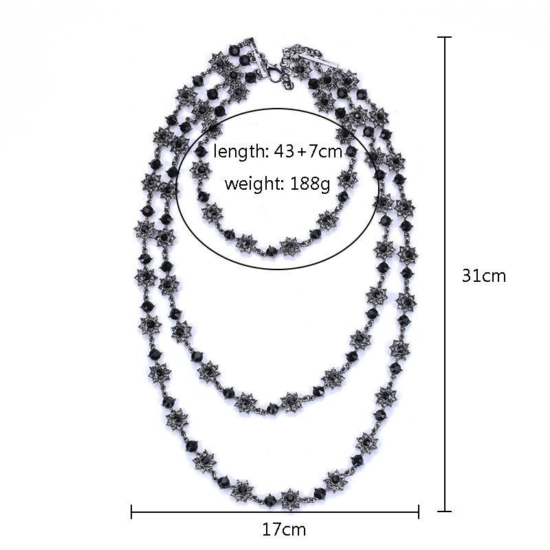 Multilayer Pearl Crystal Gem Necklace Long Sweater Chain Decoration Accessories