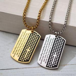 Gold-Plated Stainless Steel Christian Scripture Tag Necklace