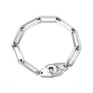 Fashion Paperclip Chain Adjustable Stainless Steel Lobster Clasp Couple Bracelet