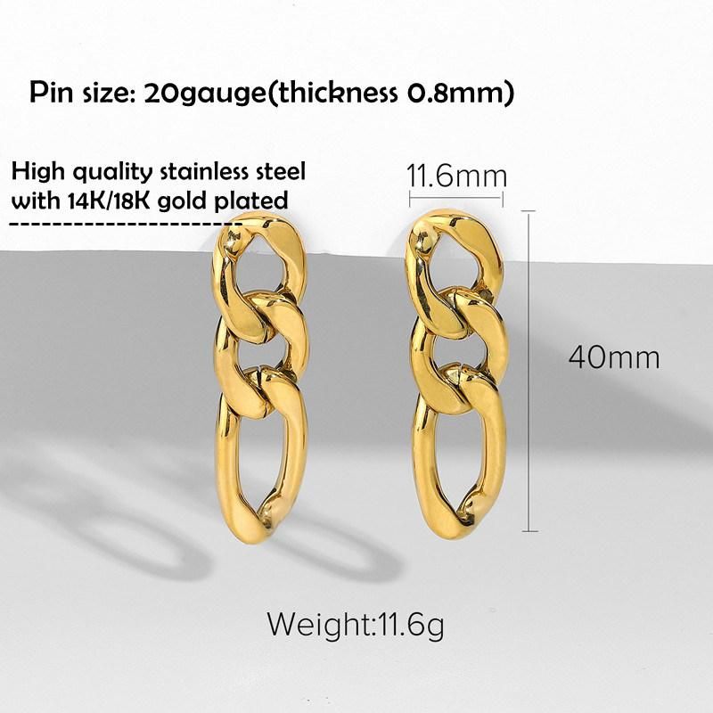 Stainless Steel Dangle Earring with 14K/18K Gold Plated and Steel Colour for Women Girls