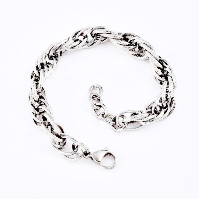 Custom Stainless Steel Sliver Gold Plated Fashion Rope Embossing Jewellery Steel Link Chain