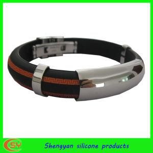 Popular Men&prime;s Metal Silicone Bracelet