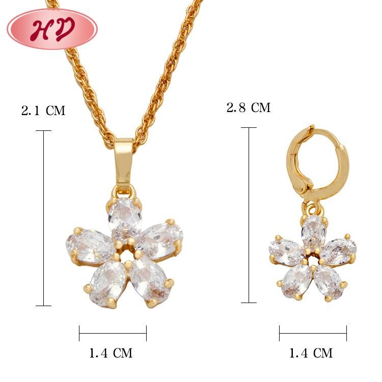 Hot Sale Flower Shaped Fashion 18K Gold Plated Jewelry Set