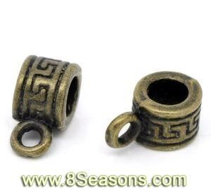 Bronze Tone Pattern Bail Beads Findings 10x5mm (B11994)