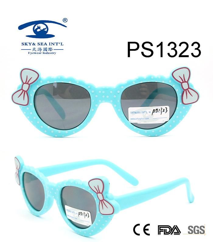 Light Blue Cute Girl Colorful Children Kid Plastic Sunglasses (PS1323)