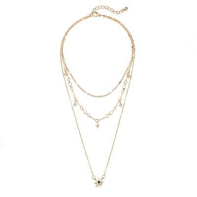 Simple Women Multi Layer Choker Long Necklace with Star Charm