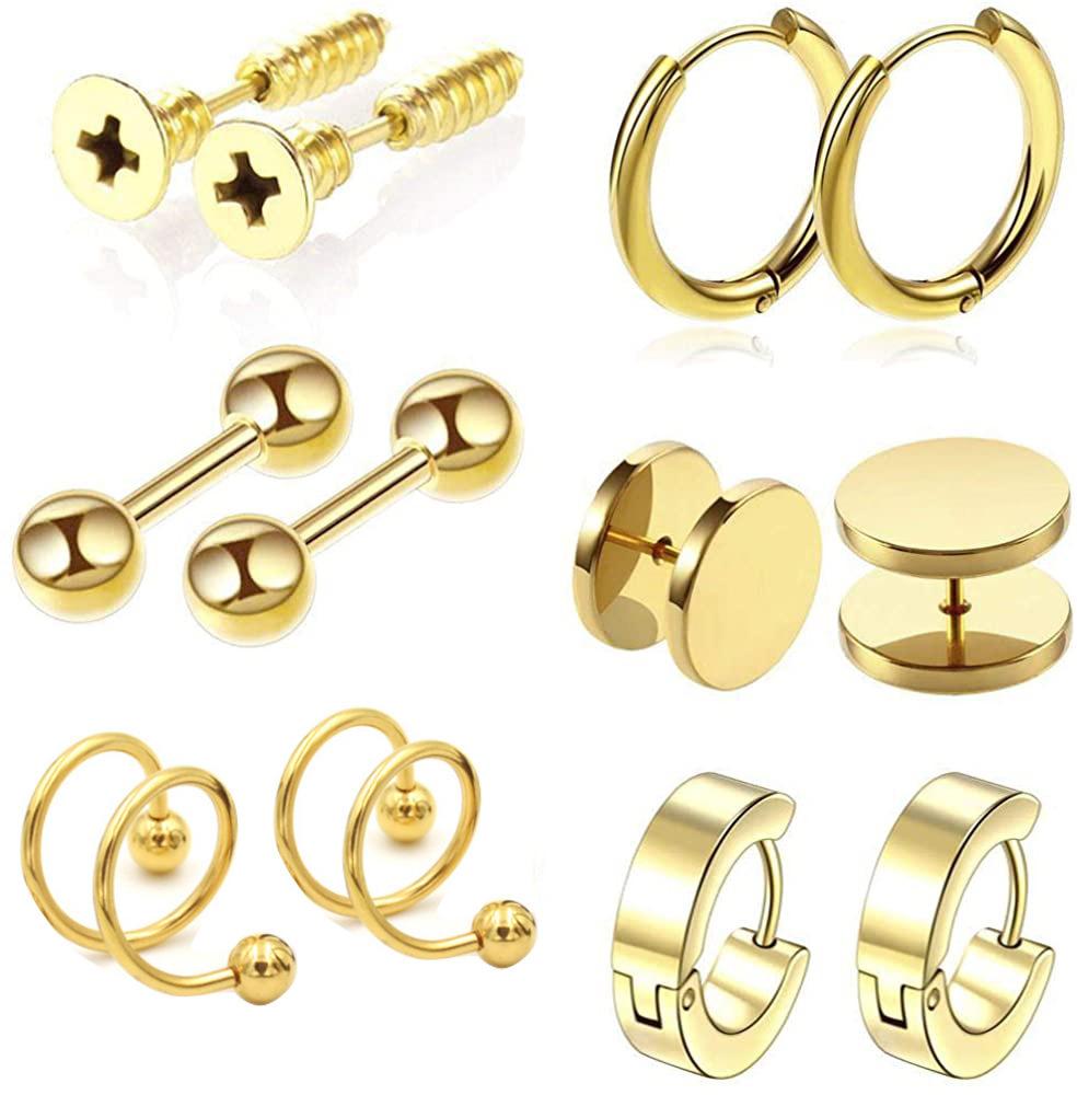 Stainless Steel Earrings Sets Silver Gold Rose Gold Plated Earrings Body Jewelry for Women Men