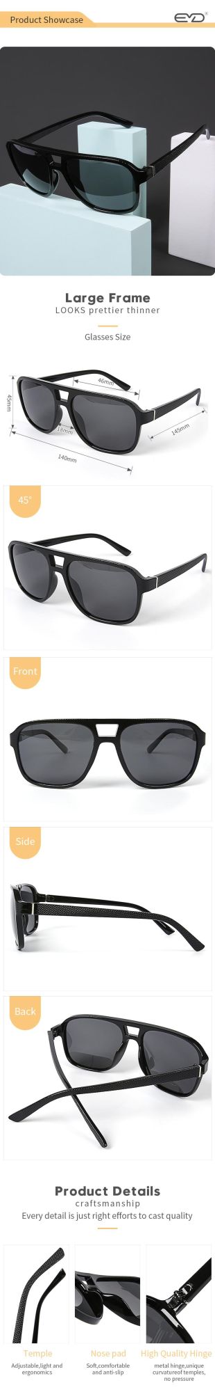 Super Light Tr with Two Nose Bridge Sunglasses Hot Selling Internet Celebrity Style Sunglasses Polarized UV400 Sun Glass