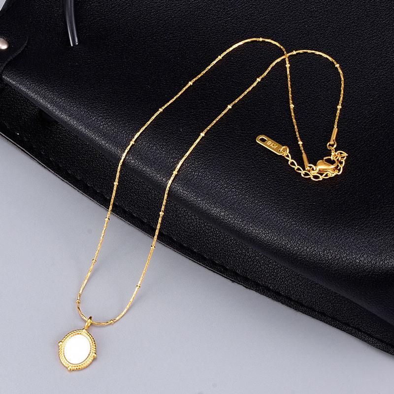 White Lady Shell Oval Court Lolita Ballpoint Necklace Jewelry