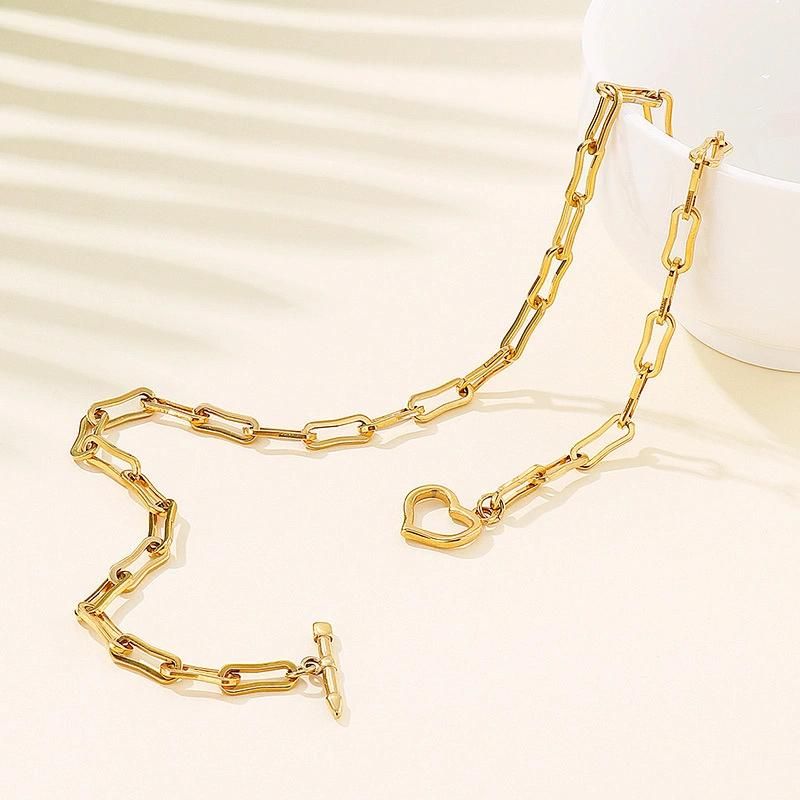 When Customized by The Manufacturer, The Jewelry Does Not Fade. Women′s Love Gold Necklace Jewelry 18K Gold-Plated Stainless Steel Jewelry Set