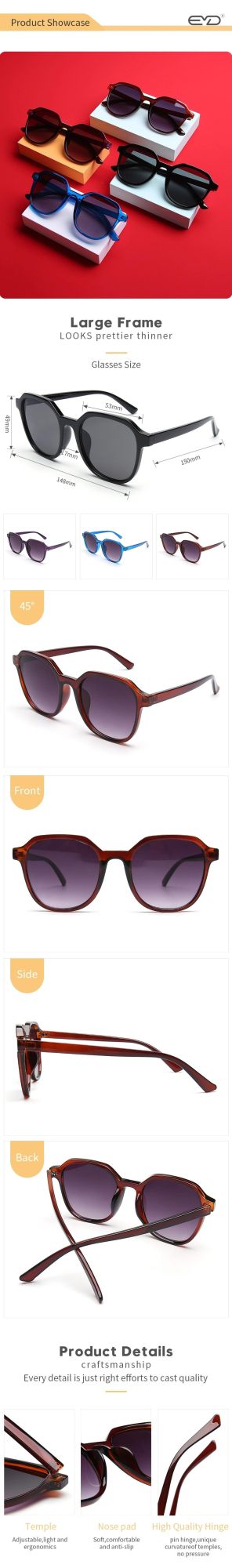 Large Square Lens Sunglasses Custom Printing Smoke Color Ladies Sunglasses Polarized Sunglasses