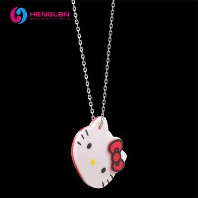 White Plastic Acrylic Hello Kitty with Red Bows Necklace