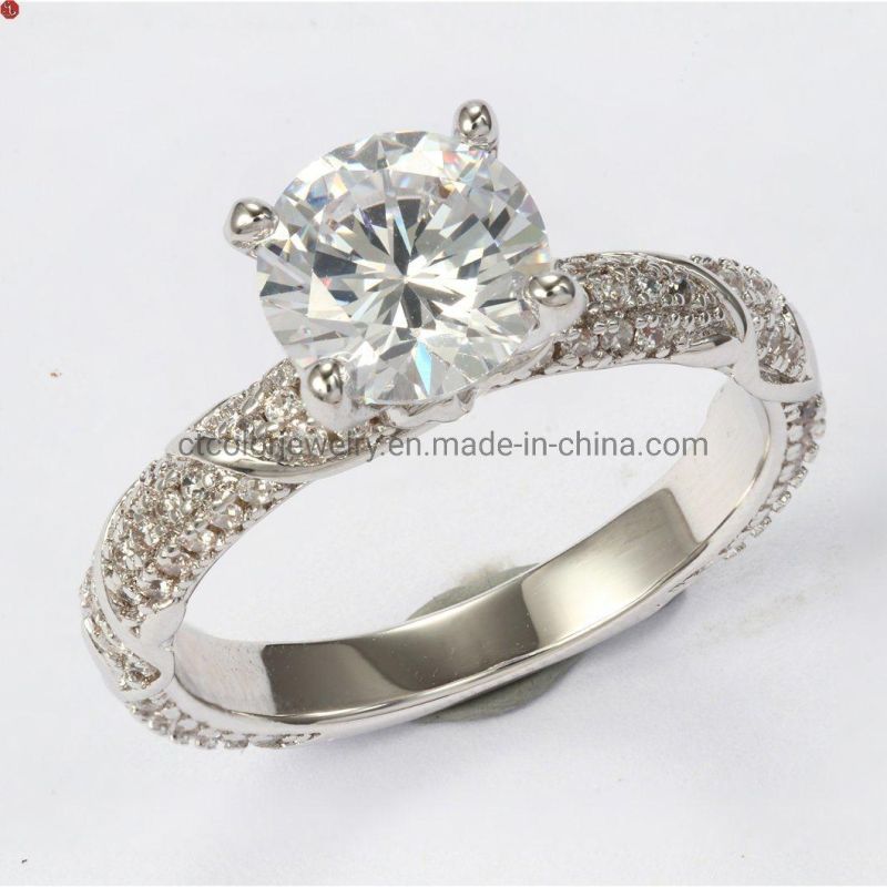 Wholesale Fashion custom wedding Ring special big luxury white plated Ring