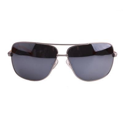 Matte Silver Orange Temple Metal Sunglasses