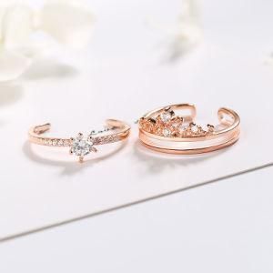 Net Red Rotating Ring Female Ring Crown Personality Two in One Couple Ring Open Index Finger Ring