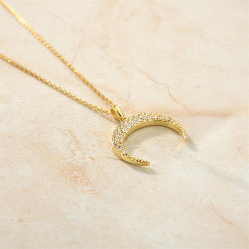 Simple Horn Crescent 925 Sterling Silver Necklace