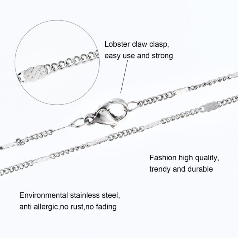 Hip Hop Fashion Accessories Stainless Steel Necklace Curb Chain Embossed for Layering Necklace Bracelet Anklet Jewelry Design