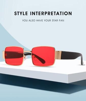 Metal Frame PC Temple Square Retro Metal Sunglasses
