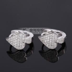 Hot Selling Micro Pave Heart Fashion Cuff Silver Earring