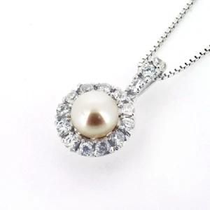 Sterling Silver Flower with Pearl Pendant (P0882)