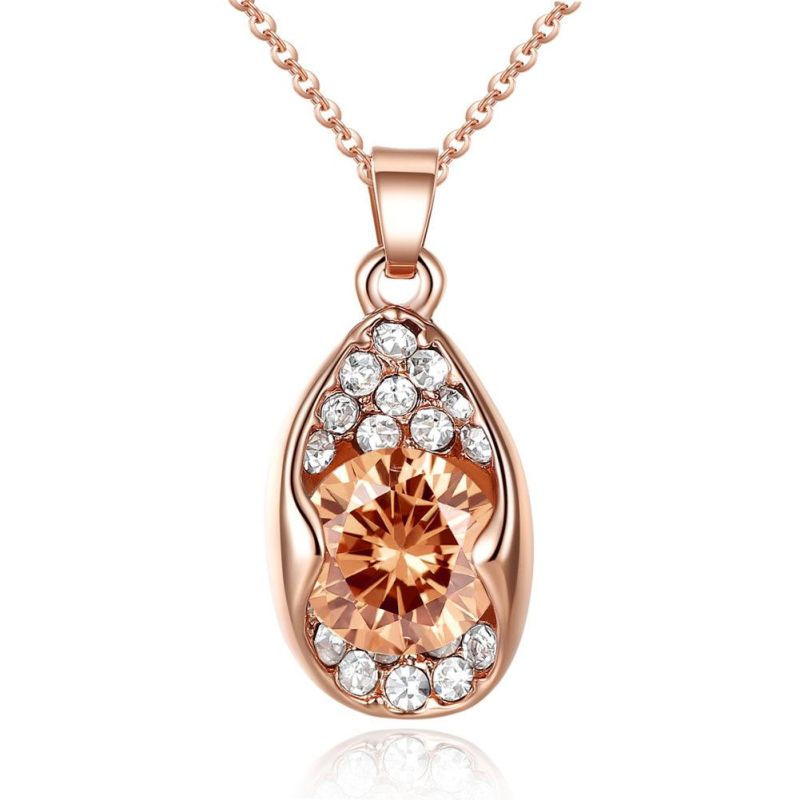 Retro Plating Rose Gold Large Zircon Necklace