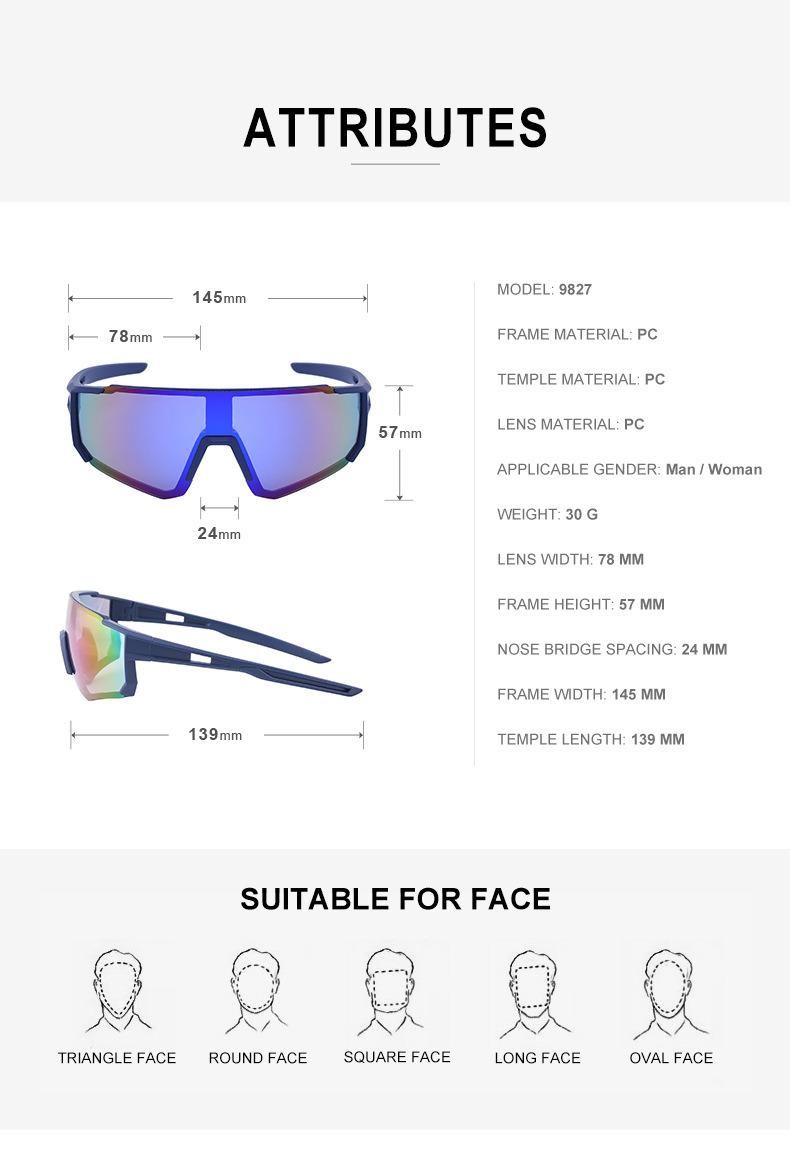 2022 New Style High Quality Men and Women Outdoor Riding Sun Glasses One-Piece Lens UV400 Sports Sunglasses