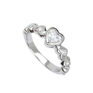Unique 925 Sterling Silver Cubic Zirconia Graceful Women&prime;s Heart Ring