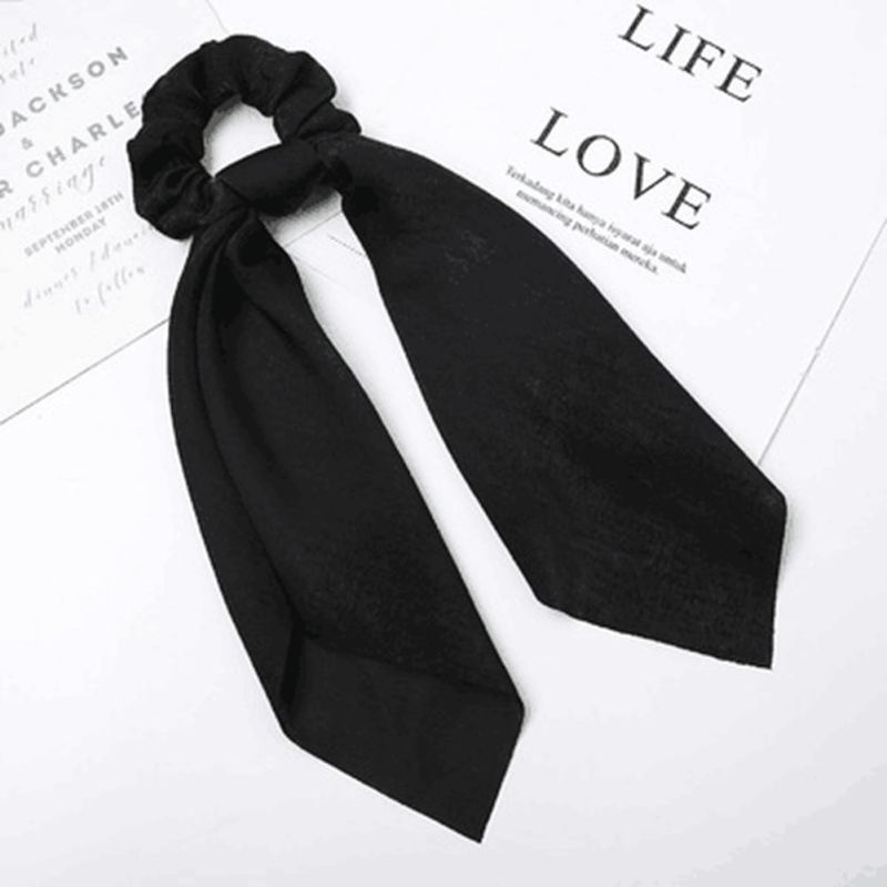 Wholesale Custom Fashion Elastic Color Tie Long Hair Scrunchies for Women