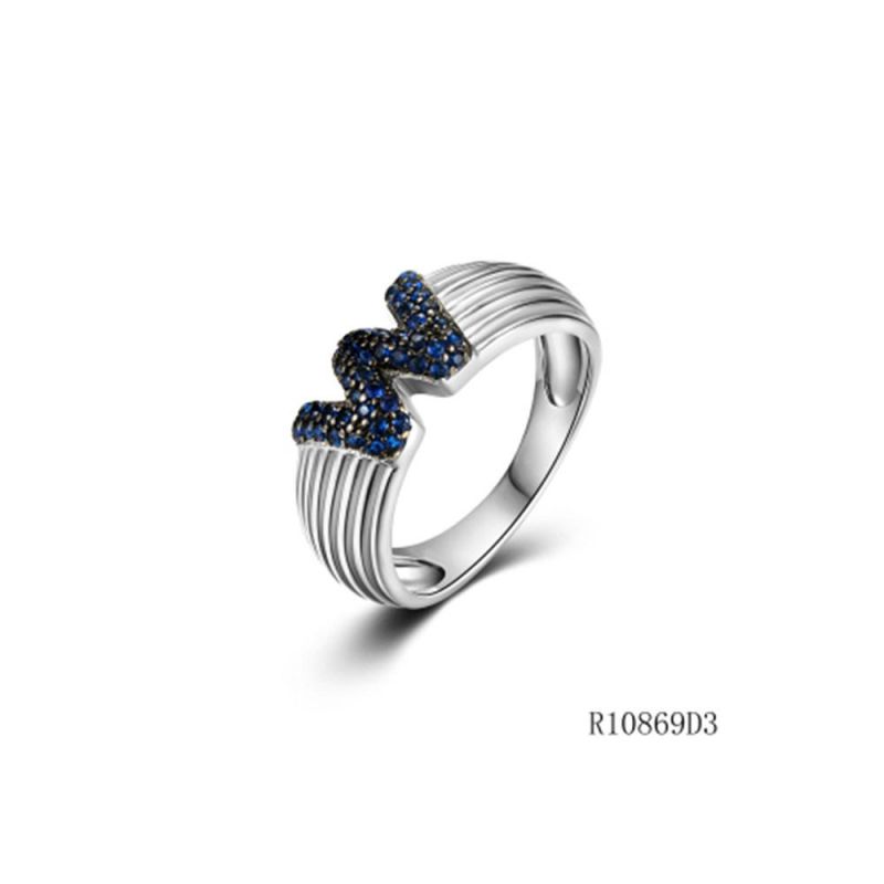 Wholesale Silver with CZ Thread Line Letter W Ring