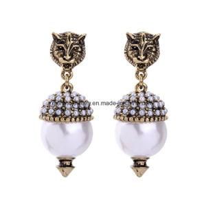 New Simple Retro Alloy Inlaid Pearl Female Earrings Animal Design Fashion Jewelry