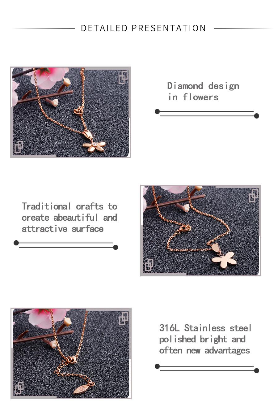 Fashion Jewelry Stainless Steel Jewelry Five-Leaf Flower Necklace