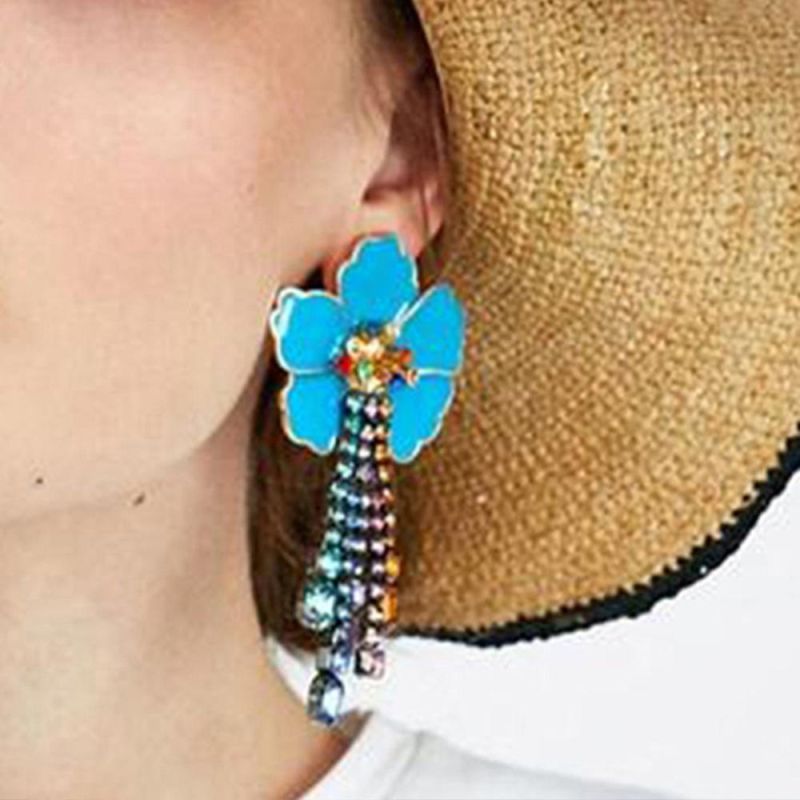 New Arrivals Personality Fashion Earrings Trend 2021 Alloy Dripping Flower Long Claw Chain Tassel Earring Wholesale