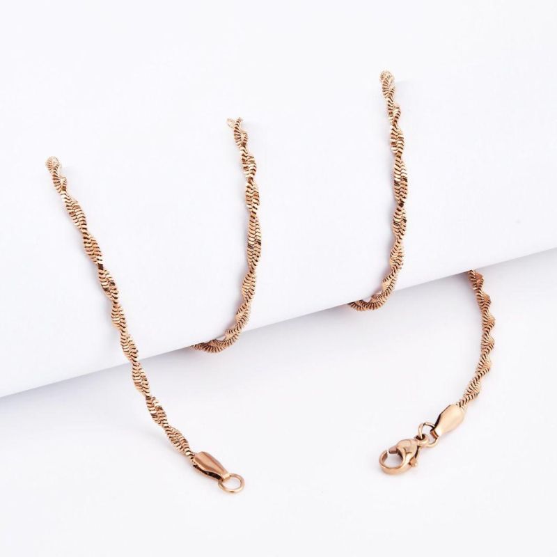 Fashion Jewelry Accessory Necklace Jewelry Stainless Steel Twsited Chain Bracelet Anklet Lady Jewelry Design